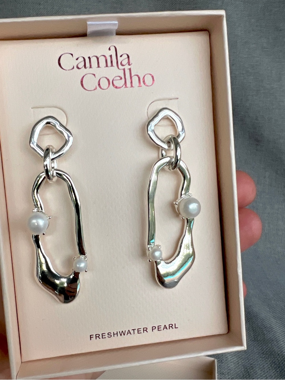 Camila Coelho Freshwater Pearls  drop earrings Silver
